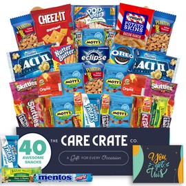 Encouragement Snack Box (40 Piece Variety Gift Basket Care Package) Peanuts, Candy, Chips, Granola Bars & More - The Care Crate Co.