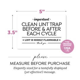 Reilly Originals 3.5x5 Inch Designer Magnet, Clean Lint Trap Before & After Use ~ Designer Graphics (White)