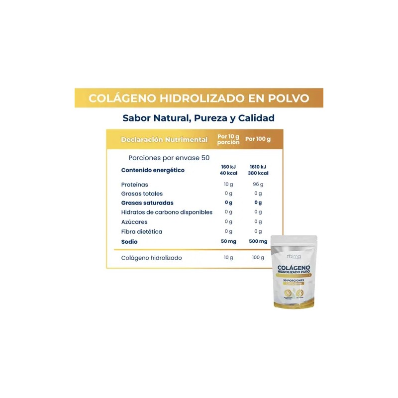 Colageno Hidrolizado Puro 500 g 100% Puro Sin Sabor