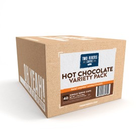Two Rivers Coffee Hot Chocolate Pods Single Serve Cocoa Variety Sampler Pack Compatible with 2.0 Keurig K-Cup Brewers, 40 Count