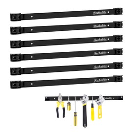 Rechabite 6 Pieces 18" Magnetic Tool Holder Strip, Black Magnet Bar, Metal Tool Organizer Rack for Garage Organization, Easy To Install in Workshop, Mounting Screws Included