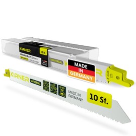KIRNER Reciprocating Saw Blades Metal & Wood 225 mm [Effortless Cut in Wood and Metal] Pack of 10 Universal Reciprocating Saw Blades Metal Reciprocating Saw Blades with Universal Attachment from 2.5
