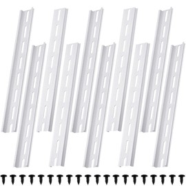 Xiatiaosann Aluminum DIN Rails, 25CM /9.8 inches, 35mm Wide, 7.5mm High Top Hat Slotted DIN Rail with RoHS (10 Pack, Silver)