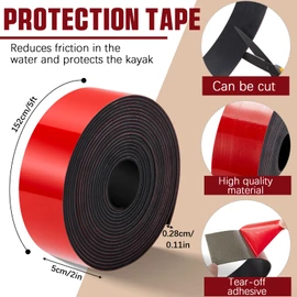 Amylove Keel Guard Self Adhesive DIY Kayak Keel Guard for Fiberglass Boat Protector Tape for Aluminum Boat Canoe Hull, Help Prevent Scratches Damage Scars from Rocks Oyster Beds, Black (5 ft)