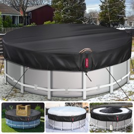 15Ft Winter Round Pool Cover with 738N Strong Tear Resistant [600D Upgrade Extra Dense Heavy Duty Fabric] Swimming Pool Cover for Above Ground Pools, Solar Pool Cover with Fade Resistant, Windproof