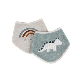 Noukie's - Pack of 2 Bandana Bibs - Dinosaur Stegi - Up to 3 Months