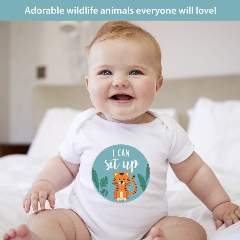 Baby Monthly Milestone Stickers – Set of 24 Zoo Animals