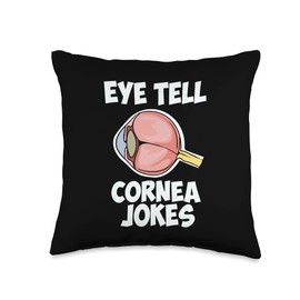 Optometrist Eye care doctor and optician Pun Eye Optometry Cornea Jokes Doctor Throw Pillow, 16x16, Multicolor