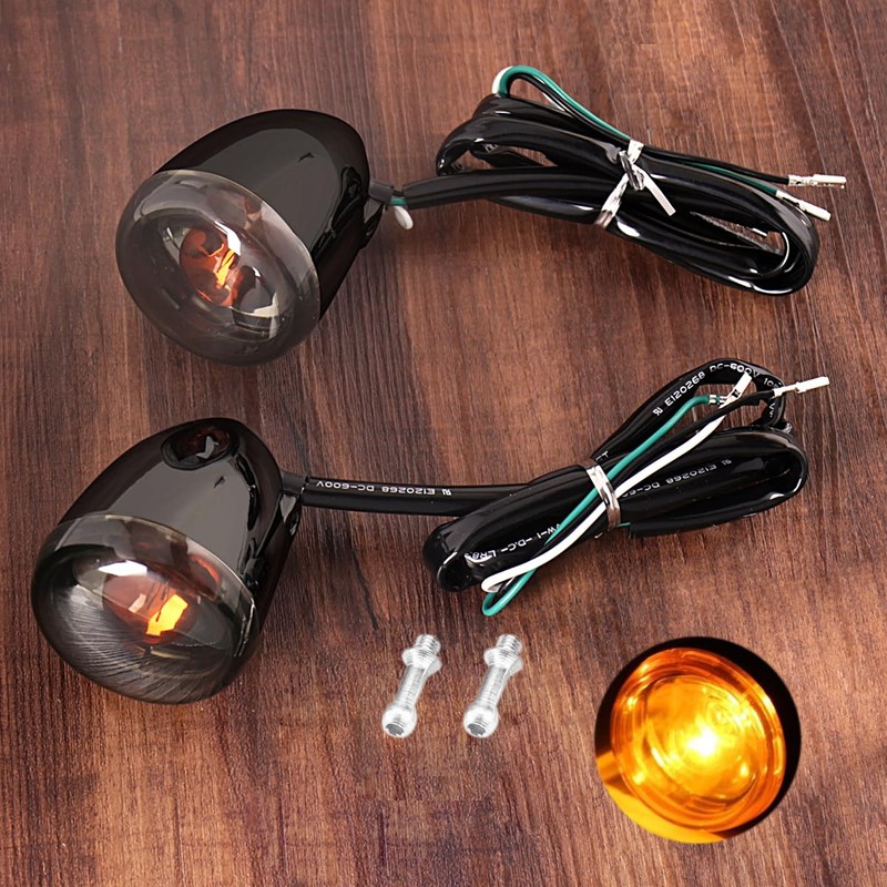 Front Gloss Black Bullet Smoked Turn Signals For Harley 2004-2013