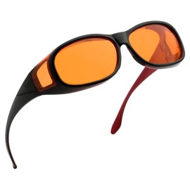 Fitover - anteojos de computadora con bloqueo de luz, color naranja, Black Red-100% Blue Light Blocking, Talla unica