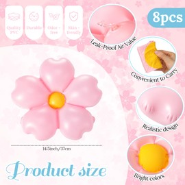 ShinyRelief Inflatable Cherry Blossoms Pool Floats Air Pump,Pink,8 Pcs
