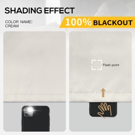 Yakamok 100% Blackout Curtains for Bedroom 84 Inch Length, Total Light Blocking Drapes with Black Backing, Thermal Insulated Solid Grommet Panels for Living Room, 52Wx84L,Cream, 2 Panels