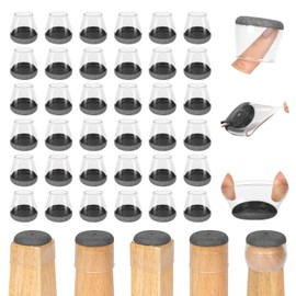 Amrules 36Pcs Round Chair Leg Floor Protectors, Silicone Chair Feet Caps to Protect Tile Floors, Felt Pads Furniture Leg Caps Covers from Scratches and Noise (Darkgrey Edging, Fit: 0.9" - 1.29")