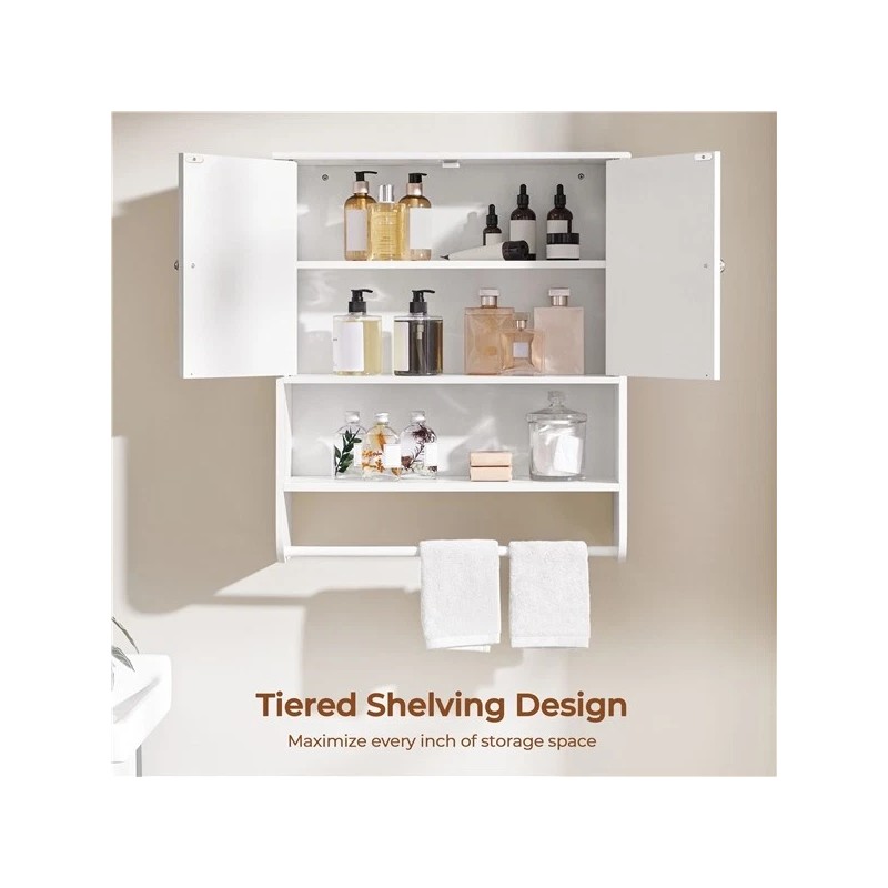 Topeakmart Bathroom Wall Cabinet with Towel Bar and Adjustable Shelf
