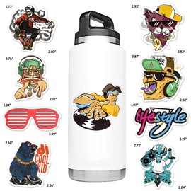 Hip Hop Stickers for Laptop Water Bottle Hip Hop Stickers for Adults Cool Rap Vinyl Sticker Pack(50 Pcs)