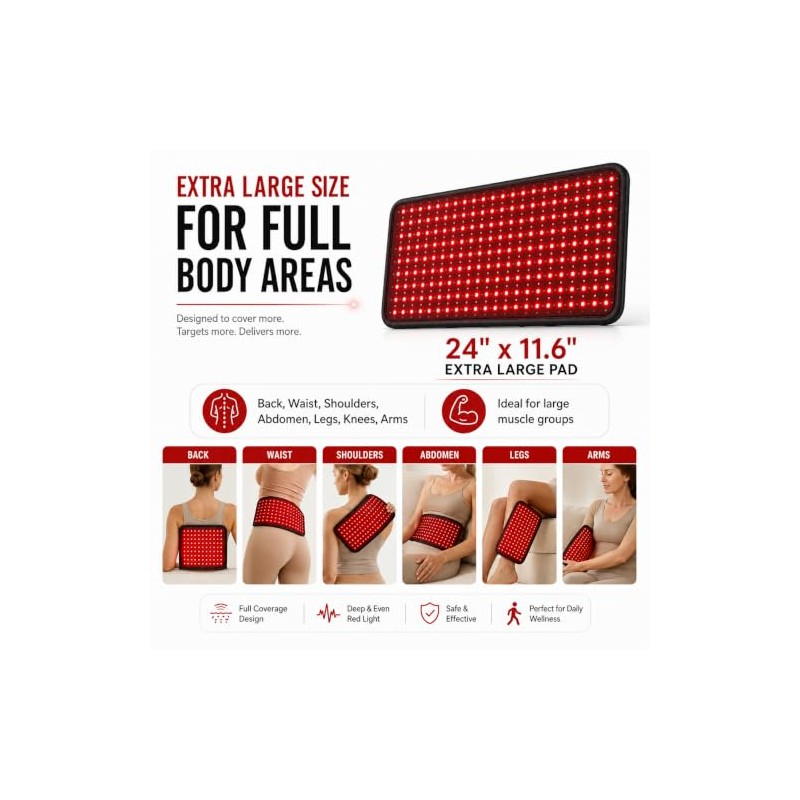 Almohadilla Grande Terapia Luz Roja Cuerpo 275 Led Infrarroja 660