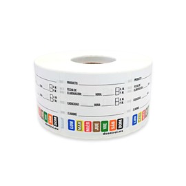 Etiquetas Couché para Alimentos en Almacén y Refrigeración - 5x5CM | Etiquetas para Rotación de Alimentos | Etiquetas para Alimentos con Días Integrados (Rollo con 1000 Piezas)