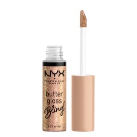 NYX Professional Makeup Butter Gloss Bling Tono The Bling (dorado), 8ml - Brillo labial con un toque ligero de color y mucho brillo, labios hidratados, acabado suave y cremoso, fórmula vegana
