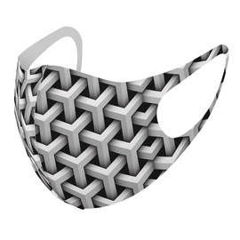 igsticker 002654 Design Mask, Set of 2, Polyester, Washable, Cloth Mask, Unisex, Checkered Border Pattern, Simple