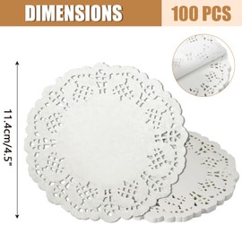 Bonsicoky 100 Pack White Lace Paper Doilies - 4.5 Inch Doilies for Food - Round Paper Placemats for Birthday Party and Wedding Tablewear Decoration