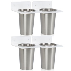 Hair Hot Tools Wall Mount, Hair Tool Organizer Acrylic Wall Holder with Stainless Steel Cup 4 Cup for Hair Curling Iron Storage Flat Iron Organizer Blow Dryer Storage for Bathroom Vanity Salon