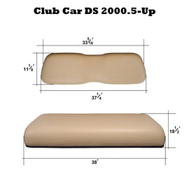Huskey Parts Company Golf Cart Front Seat Bottom Cushion Beige Color for Club Car DS 2000.5 -Up Golf Cart, OEM Replacement Seat with Mounting Hardware and Seat Hinges