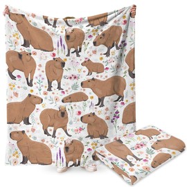 FYDZBSL Capybaras Blanket Throw, Cartoon Cute Blanket Gift for Kids Soft Warm Fuzzy Throw Blankets Kids or Adults for Crib Bed Couch Chair Four Seasons Living Room Travel Outdoor