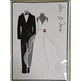 PAPYRUS MR & MRS BRIDE GROOM OUTFIT FELT WEDDING CARD