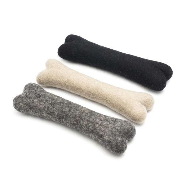 Glaciart One Felted Wool Dog Chew Bone (3 Pcs)| Durable