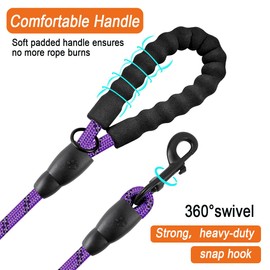 BARKBAY Dog Leashes for Large Dogs Heavy Duty Dog Leash 4/5/6 FT with Comfortable Padded Handle and Highly Reflective Threads for Medium Large Dogs Walking Training Running (4FT-1/2'',Purple)