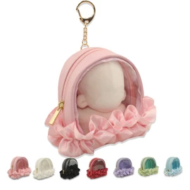 YOKUMA Plush Storage, Plush Pouch, Sewn Pouch, Pushing Bag, Push Up Product, Mini, Doll Storage, Pain Bag, Small, Clear Pouch, Transparent Pouch, Clear Bag, Carrying, Pink