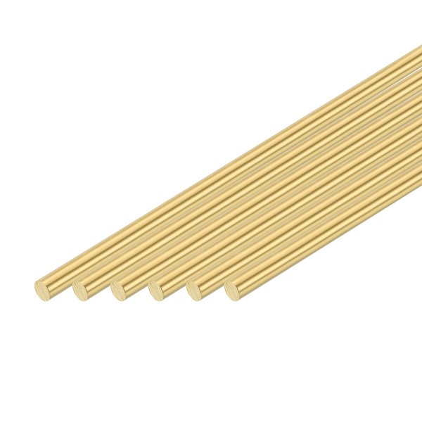 sourcing map 6 Pcs 1/8"(3mm) Dia Brass Solid Round Rod,