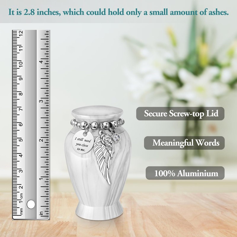 Memorials Small Urns for Human Ashes Keepsake with Case Aluminum