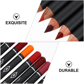 12 Piezas Lápiz Delineador de Labios Mate Negro de Madera