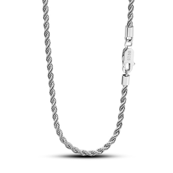 Men 925 Sterling Silver 3mm Twist Rope Chain Necklace Diamond