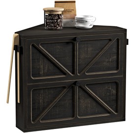 WOWLIVE Vintage Corner Bread Box for Kitchen Counter, Double-Layer Bamboo Bread Storage Bin, Large Capacity Rustic Farmhouse Bread Holder, Breadbox Organizer for Cabinet (Black, Medium)