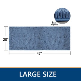 BOANKODU Bathroom Rugs 47x20, Extra Soft Absorbent Chenille Bath Rugs, PVC Backing Quick Dry, Machine Washable Bath Mats for Bathroom Floor, Tub and Shower, Home Decor Accessories,Fog Blue