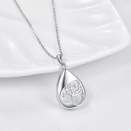 TANGPOET Ashes Necklace 925 Sterling Silver Urn Necklace for Ashes Tree of Life Memorial Cremation Jewellery for Ashes Keepsake Pendant Necklace for Men Women Boys Girls