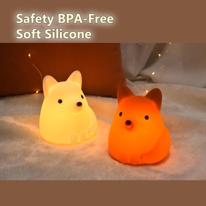 TriPro Fox Silicone Nursery Night Light,Auto Shut Down,Room Decor Desk