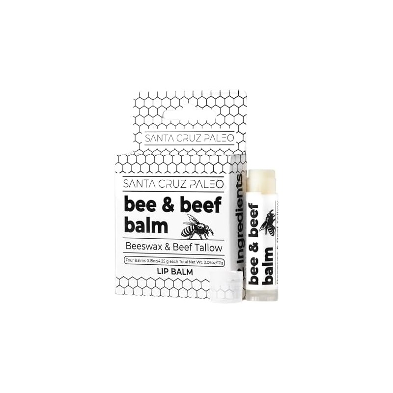 Lingtoolator aleo Beef Tallow Beeswax Lip Balm Hydrating Moisturizer, Natural