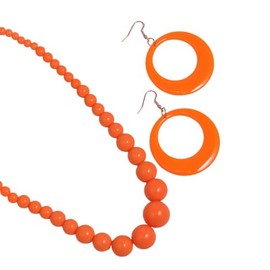 KZL Neon Chunky Acrylic Colorful Beaded Necklace Earrings Candy Color Circle Rounds Beads Necklace Earrings Set for Women 70s 80s Vintage Cosplay Party Costume Accessories Jewelry Set, Acrylic, No