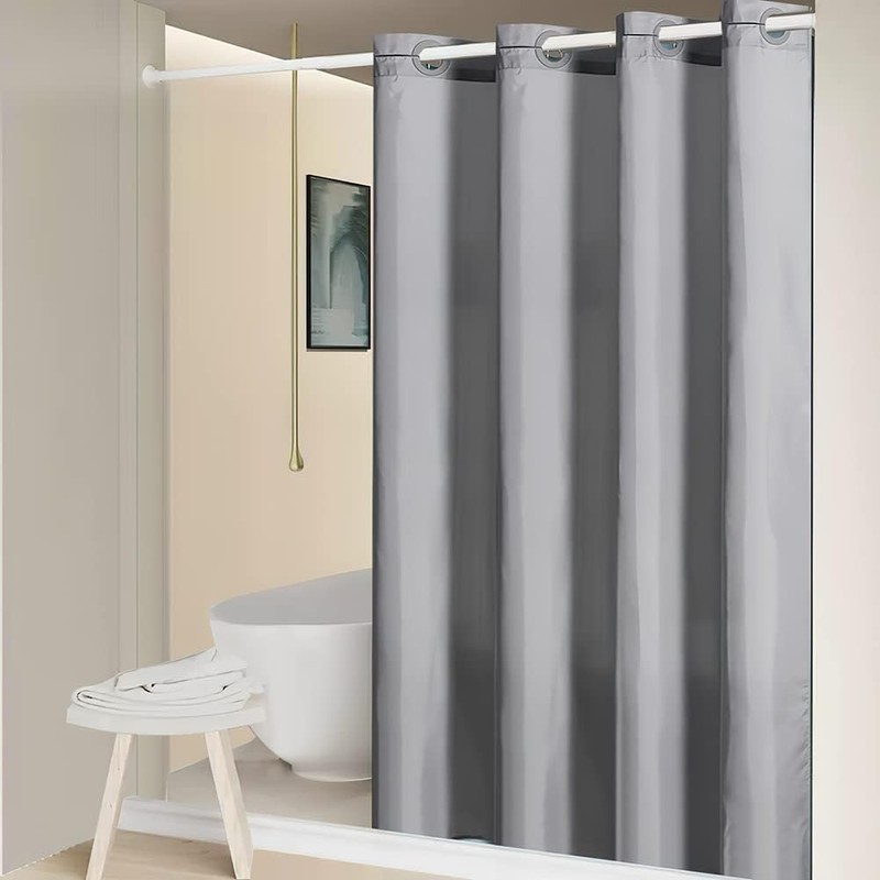 No Hook Extra Wide Shower Curtain,Polyester Fabric Shower Curtain Liner