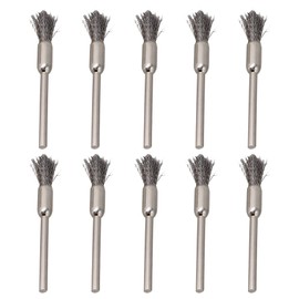 BQLZR Pen Shape 6MM End Brushes Stainless Steel Wire Brush Drill End 1/8" Shank Pack of 10