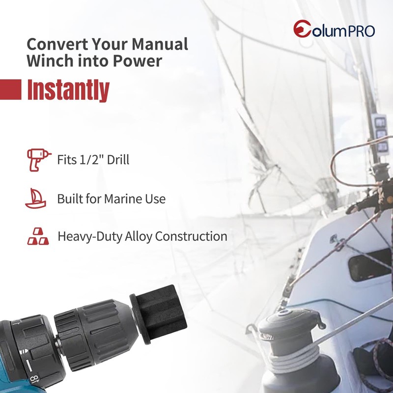 ColumPRO Sailing Cordless Drill and Winch Adapter, Convert to Powered