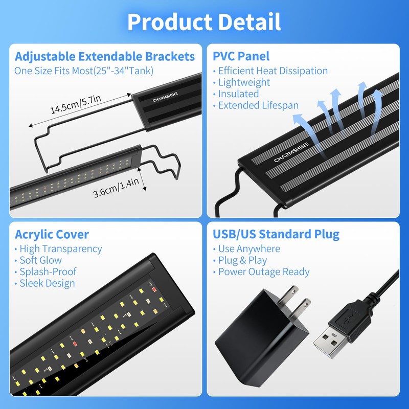Aquarium Lights for Fish Tank 20 gallon, 24-30in Aquarium Plant