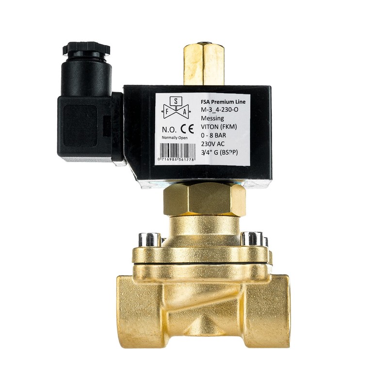 FSA Viton Solenoid Valve Brass 3/4 Inch 230 V AC