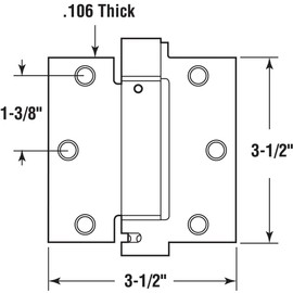 Prime-Line U 1158263 Door Hinge Commercial UL Adjustable Self-Closing Spring Hinge, 3-1/2 In. x 3-1/2 In. with Square Corners, 3 Holes per Leaf with Screws, Satin Brass Finish, .106 In. Gauge (3 Pack)