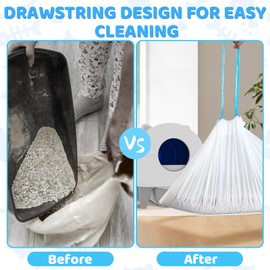 45 Count Extra Large Cat Litter Box Liners - Drawstring Cat Litter Bags for Self Cleaning Litter Boxes, 25x15 Inches, No Mess, No Odor, Easy to Install and Dispose, Hygienic and Durable Litter Liners