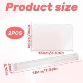 Clay Rolling Pin, 2PCS Plastic Rolling Pin for Clay with Acrylic Sheet, Polymer Clay Tools, Clay Roller with Acrylic Board for DIY Hand Shaping and Sculpting Clay Pottery Craft