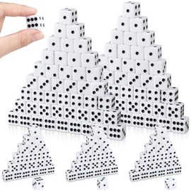 Poen 150 Packs Standard Game Dices 16mm Casino Theme Party Dice Acrylic D6 Dice Bulk Casino Dice for Casino Theme Party Board Games Vegas Birthday Party Supply (White,Square Corner)